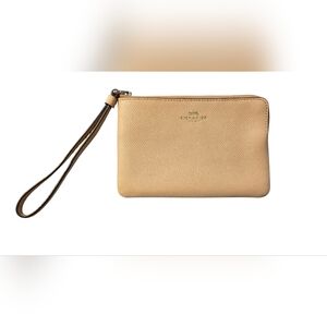 Coach Tan Cream Leather Wristlet